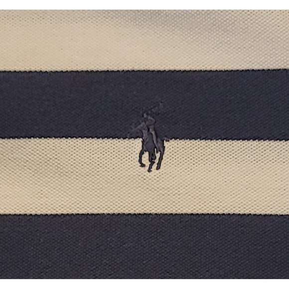 VTG Polo Ralph Lauren Polo Shirt Mens XXL Navy White Stripes Condition Issues - Picture 2 of 8